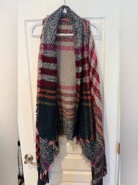 Cozy Plaid Knit Wrap Cardigan - Multicolor